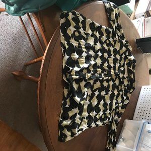 Tan, White and Black 3X Button Up Blouse